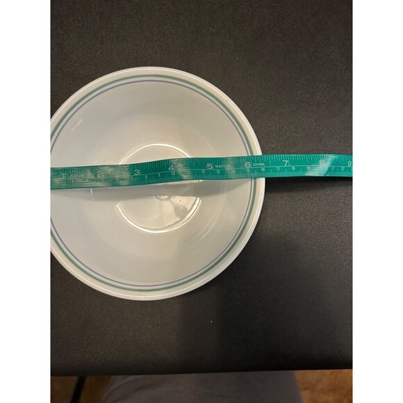 Corelle White Bowls With Blue & Green Stripes Set Of 4 Microwave & Dishwasher Sa - Picture 6 of 6